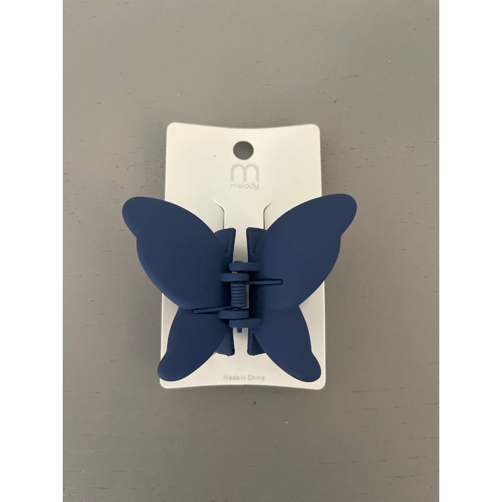 NEW DARK NAVY BLUE BUTTERFLY HAIR CLIP SOFT MATTE COLOR HAIR ACCESSORIES